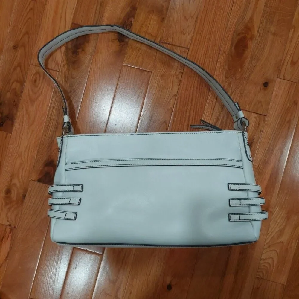 Vtg Etienne Aigner White Leather Shoulder Bag Silver Tone Hardware